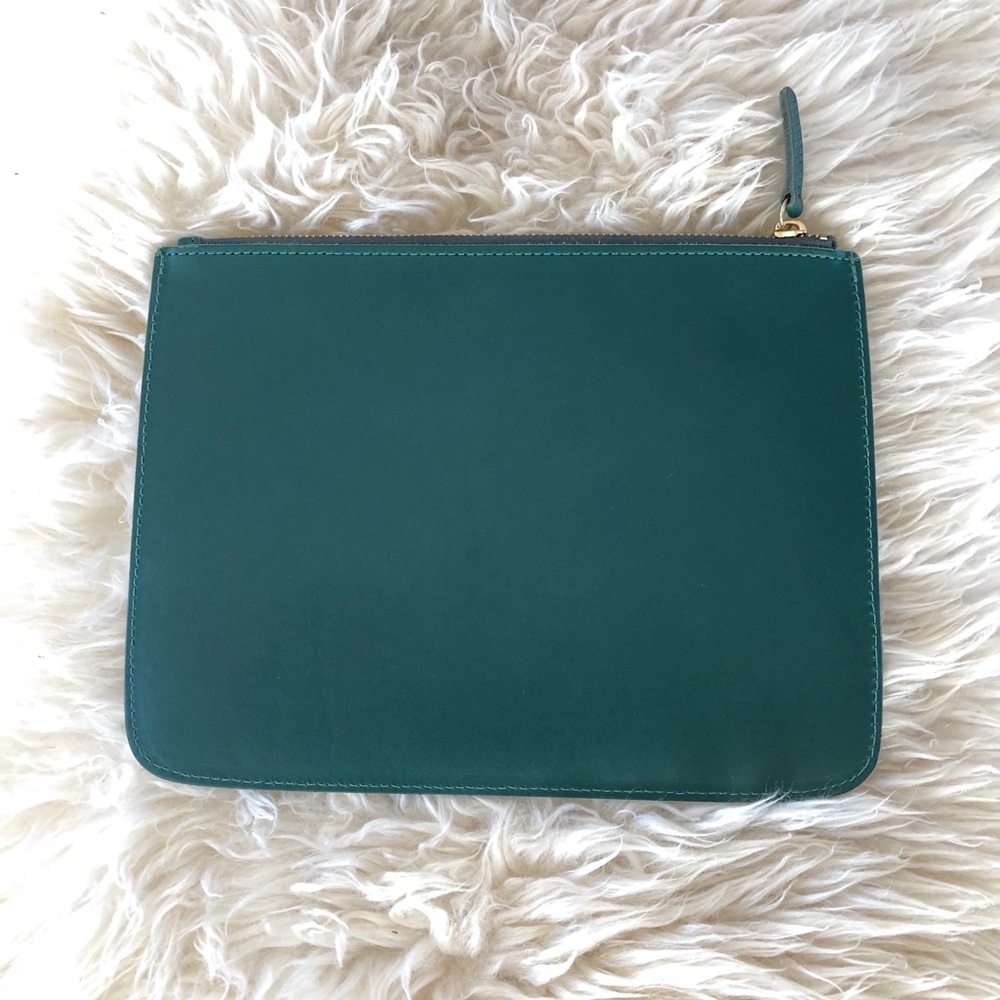 NWOT Mark & Graham green leather clutch / sleeve